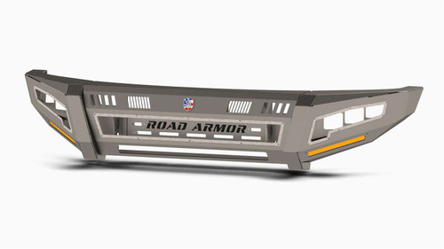Road Armor 6174DF-A1-P3-MR-BH - 17-22 Ford F-450 iD FR Bumper Full Kit/Wide End Pods/X3 Cube/Acc Lights/Ring - Raw Steel
