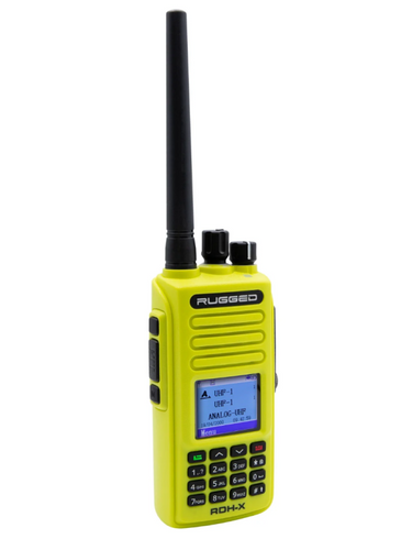 Rugged Radios RDH-X-HV - WATERPROOF - Rugged RDH-X - Bus Band 2-Way Radio - Digital and Analog / Safety Yellow