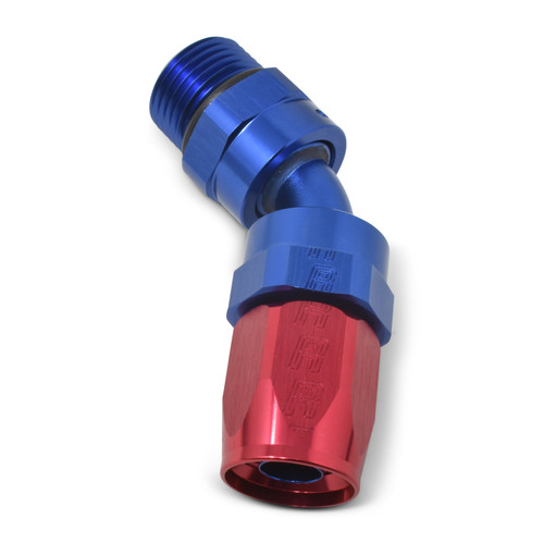 Russell 612240 - Performance -10 AN Red/Blue 45 Degree Swivel Dry Sump Hose End (-8 Port 3/4in-16 Thread)