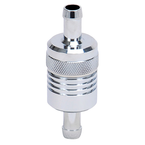 Russell 645120 - Performance Chrome Street Fuel Filter (3in Length 1-1/8in diameter 3/8in inlet/outlet)
