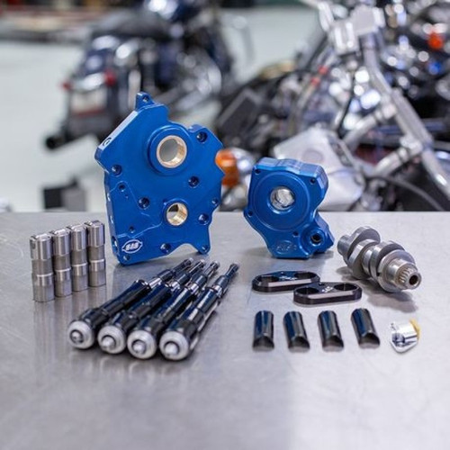 S&S Cycle 310-1008B - 2017+ Water Cooled M8 Models Chain Drive 475C Cam Chest Kit w/ Black Pushrod Tubes