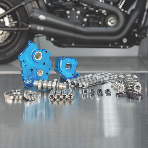 S&S Cycle 310-1081A - 2017+ M8 Models Gear Drive 550GG Cam Chest Kit w/ Chrome Pushrod Tubes - Water Cooled