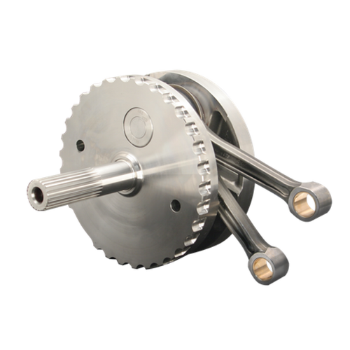 S&S Cycle 320-0350 - 2007+ BT 4-3/8in Stroke Flywheel Assembly w/ Sprocket Shaft Bearing Race