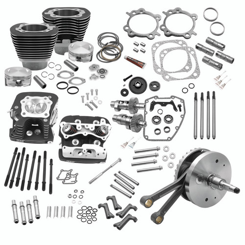 S&S Cycle 900-0565 - 00-06 BT 124in Hot Set Up Kit w/ S&S Cylinder Heads - Wrinkle Black