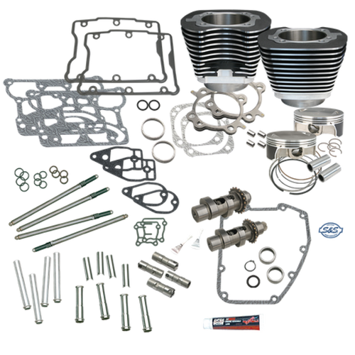 S&S Cycle 900-0354 - 07-17 BT S&S 106in Big Bore Hot Set Up Kit w/o Cylinder Heads - Wrinkle Black