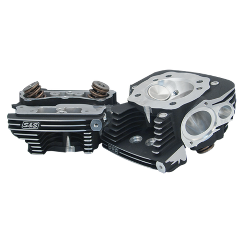 S&S Cycle 900-0458 - 99-13 BT CNC Ported B2 Cylinder Head Kit - Black Wrinkle