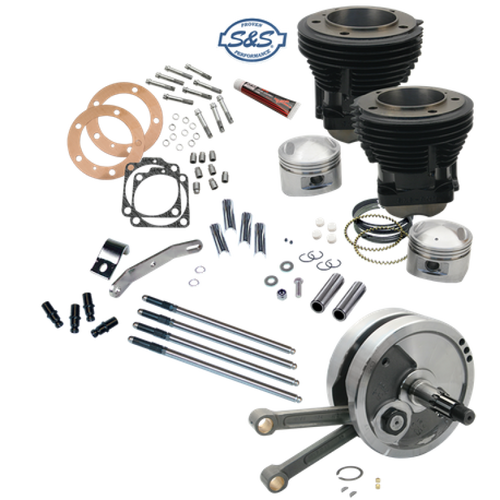 S&S Cycle 91-9130 - 70-84 BT 93in Sidewinder High Compression Big Bore Stroker Kit - Gloss Black