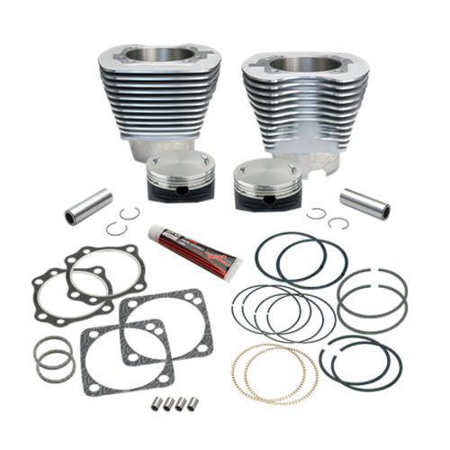 S&S Cycle 910-0290 - 84-99 BT 4-1/8in Bore Cylinder Set w/ Pistons For 117in V-Series Engines - Natural