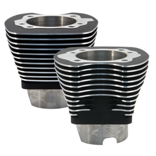 S&S Cycle 910-0258 - 84-99 BT 4-1/8in Bore Cylinder Set For 124in V-Series Engine - Wrinkle Black