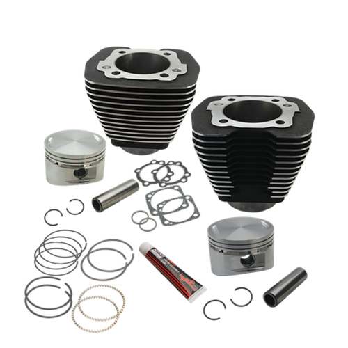 S&S Cycle 91-7502 - 84-99 BT w/ Stock Heads 88in 3 5/8in Big Bore Cylinder & Piston Kit - Wrinkle Black
