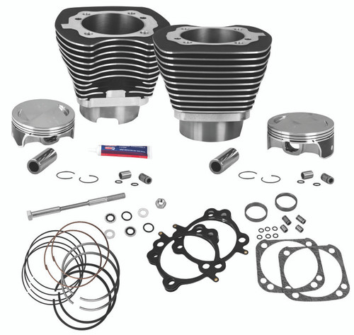 S&S Cycle 910-0338 - 07-16 BT 124in Standard Compression 4-1/8in Big Bore Kit - Wrinkle Black