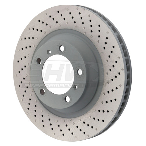 SHW Performance PFR39912 - SHW 15-16 Porsche 911 Carrera 4 GTS w/o Ceramics Right Frt Drill-Dimp MB Brake Rotor (99135140401)