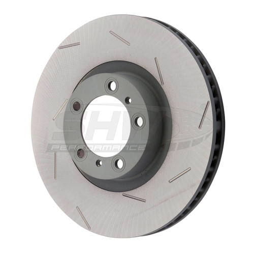SHW Performance PFR39742 - SHW 17-20 Porsche Panamera 4S w/18in Wheels Right Front Slotted Monobloc Brake Rotor (971615302L)