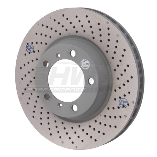 SHW Performance PFR31022 - SHW 2012 Porsche 911 Carrera 4GTS 3.8L w/o Ceramics Right Frt Drill-Dimp MB Brake Rotor(99635141004)