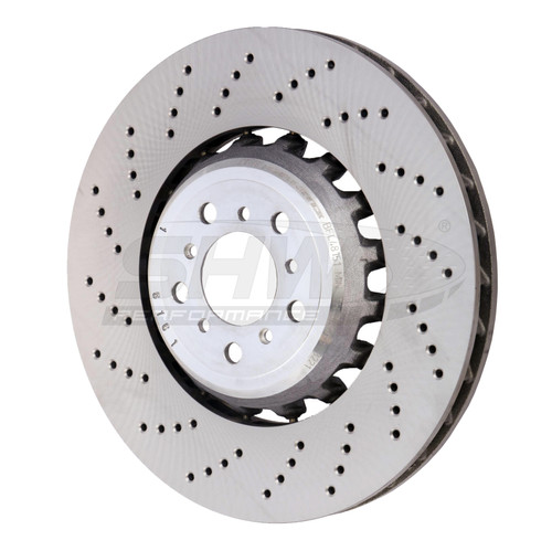 SHW Performance BFL48151 - SHW 13-16 BMW M5 4.4L Left Front Cross-Drilled Lightweight Brake Rotor (34112284101)