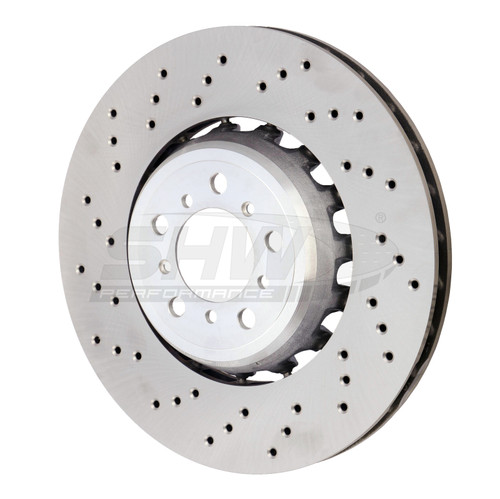 SHW Performance BFL44809 - SHW 15-18 BMW M3 3.0L Left Front Cross-Drilled Lightweight Brake Rotor (34112284809)
