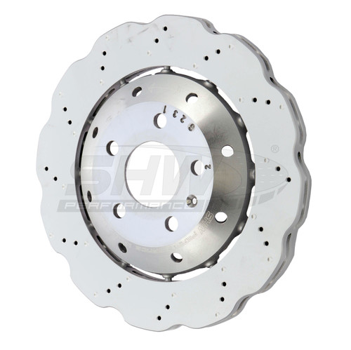 SHW Performance ARX48221 - SHW 13-15 Audi RS5 4.2L Rear Drilled-Dimpled Lightweight Wavy Brake Rotor (8T0615601A)
