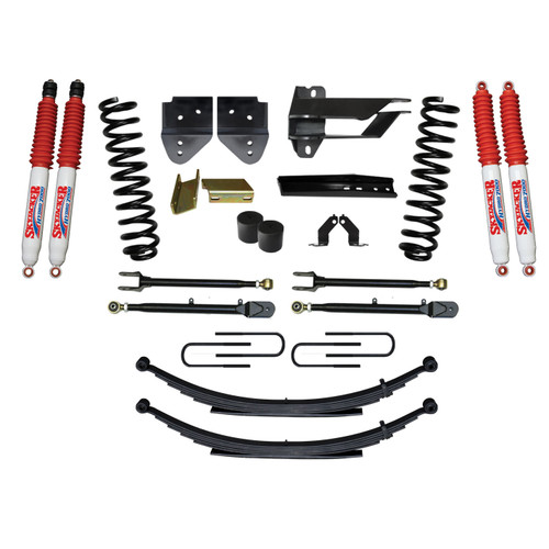 Skyjacker F174024KS-H - Suspension Lift Kit w/Shock 4 Inch Lift Incl. Front Coil Springs Rear Leaf Springs Adjustable 4-Links Hydro 7000 Shocks  17-19 Ford F-250/ F-350 Super Duty Gas