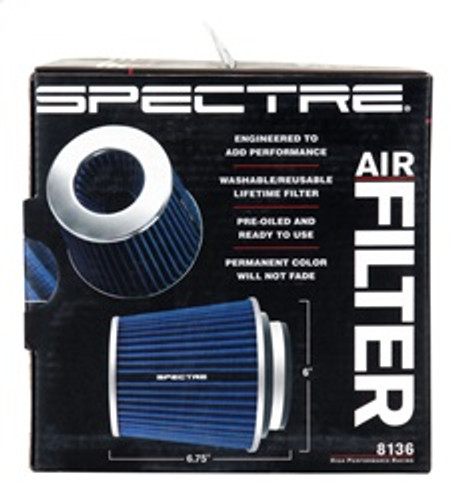 Spectre 8136 - Adjustable Conical Air Filter 5-1/2in. Tall (Fits 3in. / 3-1/2in. / 4in. Tubes) - Blue