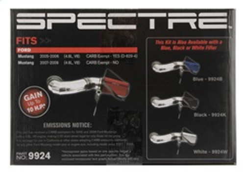Spectre 9924 - 05-09 Ford Mustang GT V8-4.6L F/I Air Intake Kit - Polished w/Red Filter