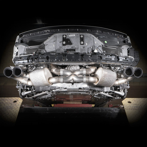 Stainless Works C8CBR-B - 20-21 Chevrolet Corvette C8 6.2L Redline Cat-Back Exhaust w/ Matte Black Tips
