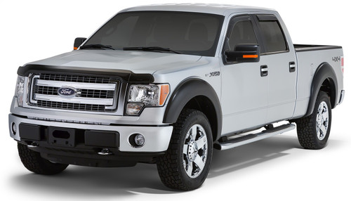 Stampede 41184-2 - 2009-2014 Ford F-150 Crew Cab Pickup Snap-Inz Sidewind Deflector 4pc - Smoke
