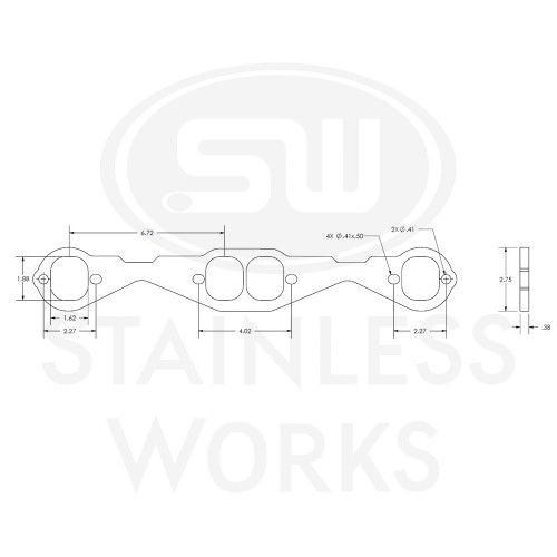 Stainless Works HFSBCSQ1875 - Small Block Chevy Squared Oval Port Header 304SS Exhaust Flanges 1-7/8in Primaries