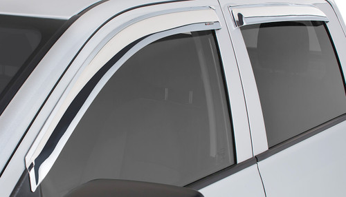 Stampede 61120-8 - Tape-Onz Sidewind Deflector, Chrome, 4 pc. for 2017-2021 Nissan Titan, 2016-2021 Nissan Titan XD Crew Cab