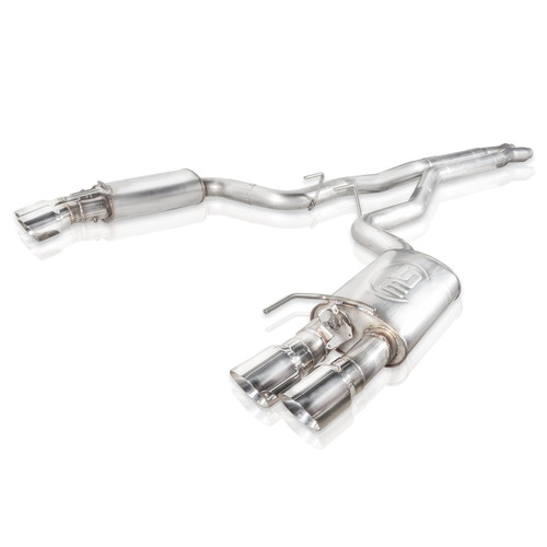Stainless Works M18CBXFCV - 2018+ Ford Mustang GT 3in Redline Series Catback X-Pipe w/Active Valves & Quad Tips