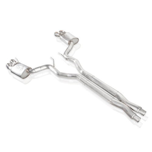 Stainless Works M18CBXFCV - 2018+ Ford Mustang GT 3in Redline Series Catback X-Pipe w/Active Valves & Quad Tips