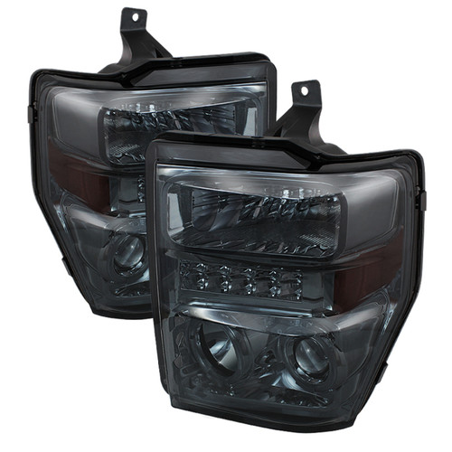 Spyder 5076281 - Xtune Ford F250/350/450 Super Duty 08-10 Projector Headlights LED Halo Smoke PRO-JH-FS08-LED-SM