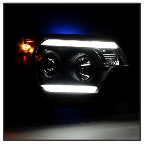 Spyder 5081711 - Toyota Tacoma 12-15 Projector Headlights Light Bar DRL Black PRO-YD-TT12-LBDRL-BK