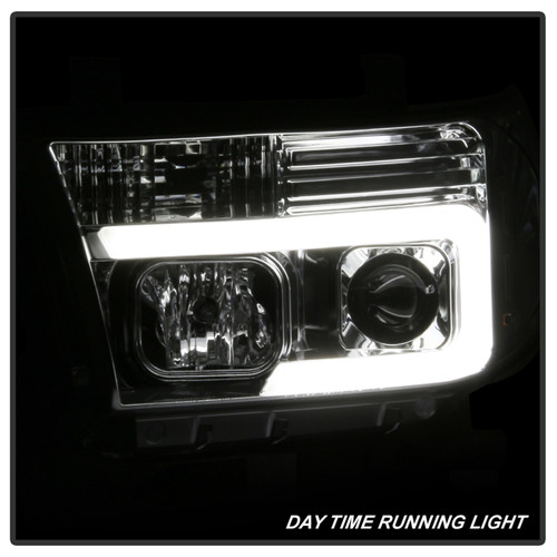 Spyder 5084651 - 07-13 Toyota Tundra V2 Light Bar DRL Projector Headlights - Chrome (PRO-YD-TTU07V2-LB-C)