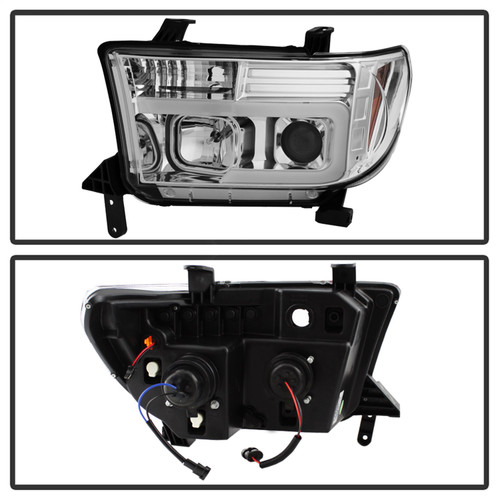 Spyder 5084651 - 07-13 Toyota Tundra V2 Light Bar DRL Projector Headlights - Chrome (PRO-YD-TTU07V2-LB-C)
