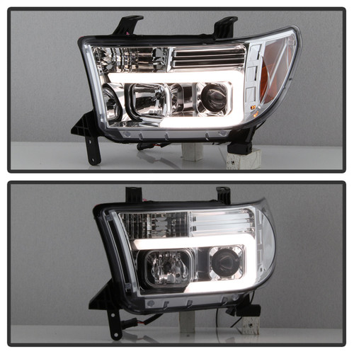 Spyder 5084651 - 07-13 Toyota Tundra V2 Light Bar DRL Projector Headlights - Chrome (PRO-YD-TTU07V2-LB-C)