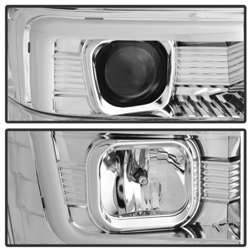 Spyder 5084699 - 08-10 Ford F-250 Super Duty V2 Light Bar DRL Projector Headlights - Chrm (PRO-YD-FS08V2-LB-C)