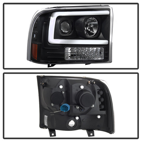 Spyder 5084491 - 99-04 Ford F250 Super Duty Projector Headlights - Light Bar - Black PRO-YD-FF25099V2-LB-BK