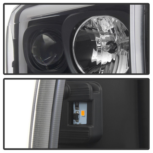Spyder 5084491 - 99-04 Ford F250 Super Duty Projector Headlights - Light Bar - Black PRO-YD-FF25099V2-LB-BK