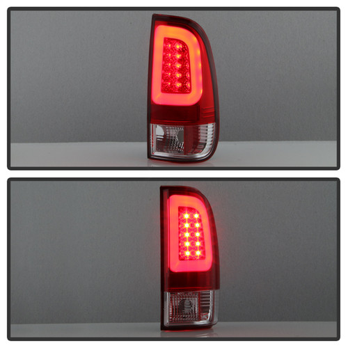 Spyder 5084736 - 08-16 Ford Super Duty F-250 V3 Light Bar LED Tail Lights - Red Clear (ALT-YD-FS07V3-LBLED-RC)