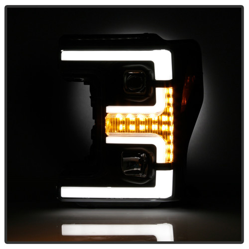 Spyder 5086280 - Ford F-250/F-350/F450 Super Duty 17-18 Projector Headlights Black PRO-YD-FS17-SBSEQ-BK
