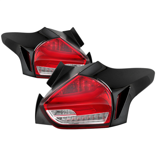 Spyder 5085726 - 15-17 Ford Focus Hatch LED Tail Lights w/Indicator/Reverse - Red Clr (ALT-YD-FF155D-LED-RC)