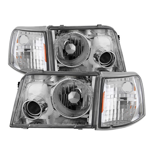 Spyder 9029394 - Xtune Ford Ranger 93-97 Projector Headlights w/ Corner Lights Chrome PRO-JH-FR93-SET-C
