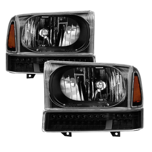 Spyder 9035210 - xTune Ford F250 F350 Superduty Excursion 99-04 OEM Style Headlights - Black HD-JH-FF25099-SET-LED-BK