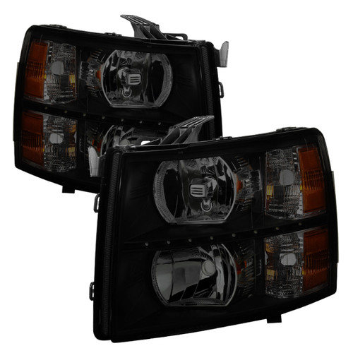 Spyder 9032974 - Xtune Chevy Silverado 07-13 Crystal Headlights w/ Drl LED Design Black Smoked HD-JH-CS07-LED-BSM