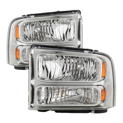 Spyder 9033018 - Xtune Ford F250 F350 F450 Superduty Excursion 99-04 Headlights Chrome HD-JH-FF25099-HA-C