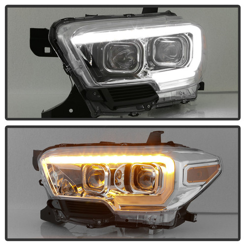 Spyder 9039263 - xTune Toyota Tacoma 16-18 DRL Light Bar Projector Headlights - Chrome PRO-JH-TTA16-LBDRL-C
