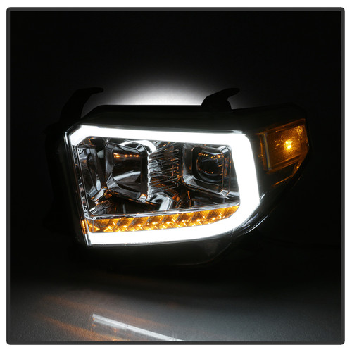 Spyder 9043048 - xTune 14-17 Toyota Tundra DRL LED Light Bar Projector Headlights - Chrome (PRO-JH-TTU14-LB-C)