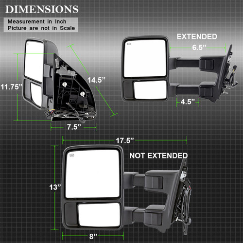 Spyder 9935831 - xTune Ford SuperDuty 08-15 Extendable Heated Mirrors w/ LED Signal Smoke MIR-FDSD08S-PW-SM-SET