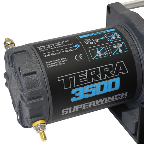 Superwinch 1135260 - 3500 LBS 12V DC 7/32 in x 32 ft Steel Rope Terra 3500 Winch - Gray Wrinkle