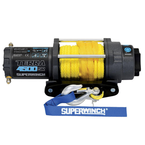 Superwinch 1145270 - 4500 LBS 12V DC 1/4in x 50ft Synthetic Rope Terra 4500SR Winch - Gray Wrinkle